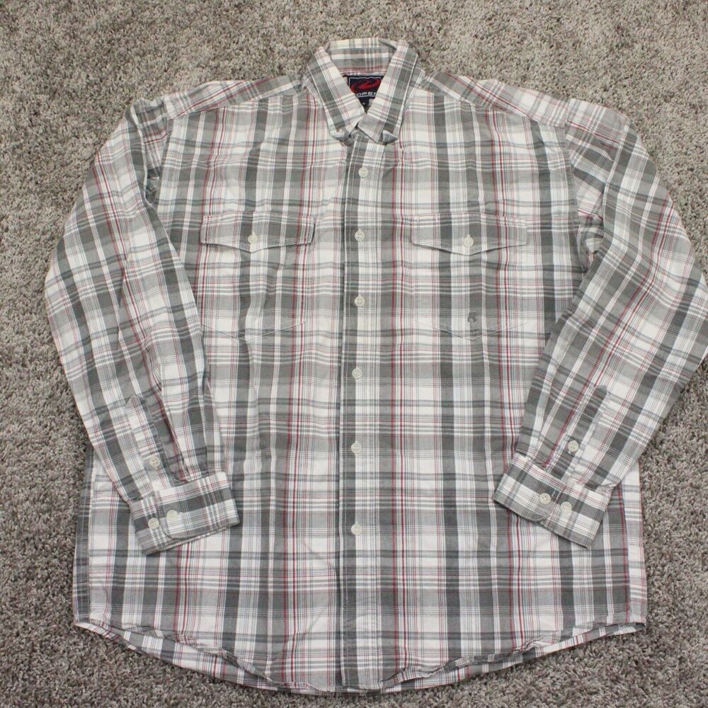 Roper Pearl Snap Plaid Shirt Mens Medium Gray Cotton Western